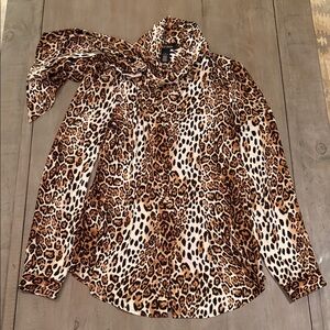 White House Black Market Leopard Print Blouse
